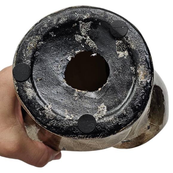 Large Ceramic Modern Abstract Infinity Sculpture Brown Bronze Gold - Picture 8 of 10